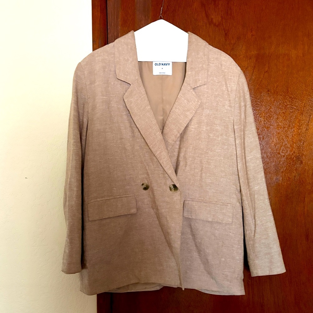 Old Navy Women’s Tan Linen Blend Blazer Size Medium